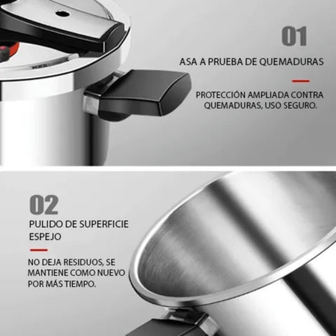 [Llévate 2 y paga 1] Olla de Presión TurboChef de Acero Inoxidable - A Prueba de Explosiones + REGALO: Kit de Utensilios
