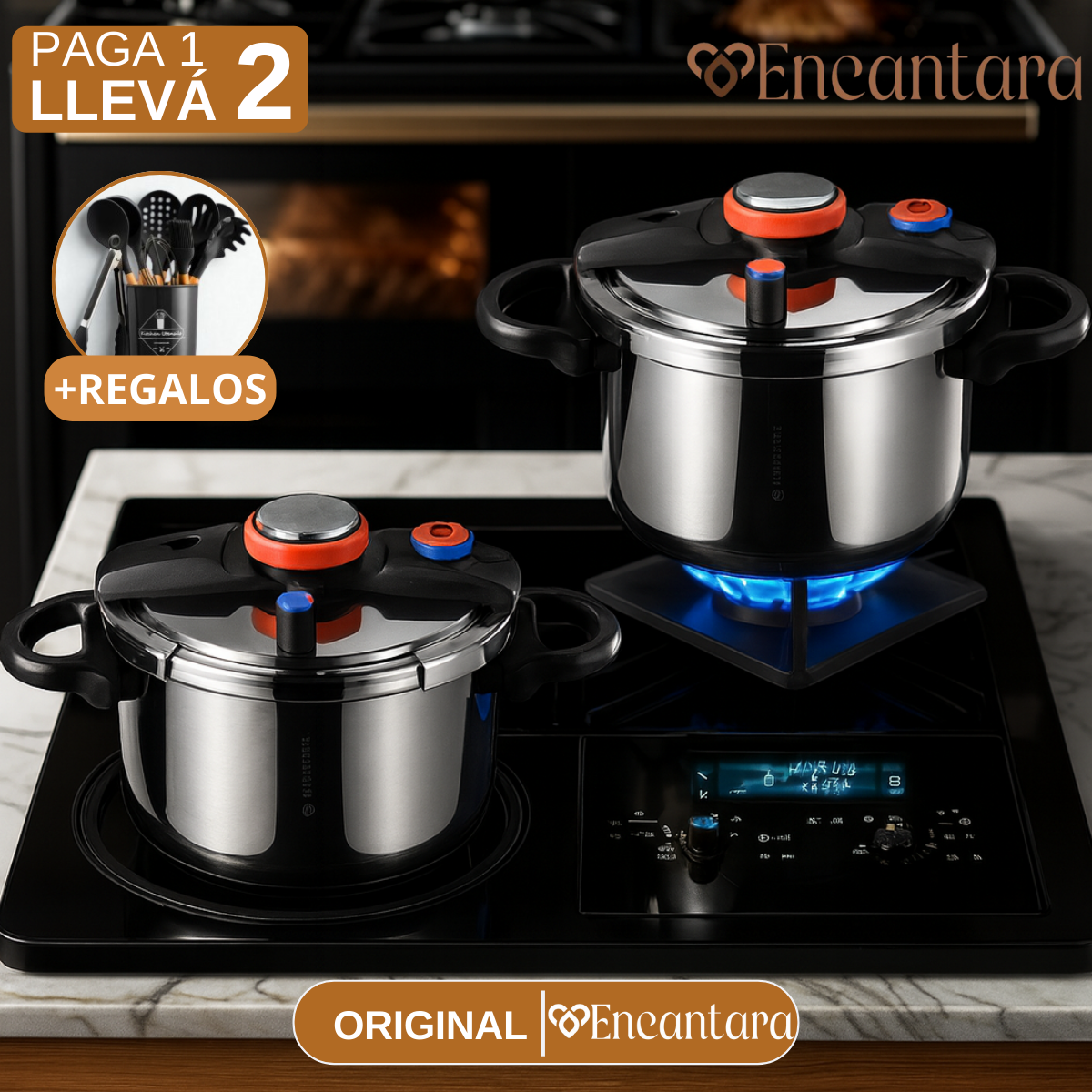 [Llévate 2 y paga 1] Olla de Presión TurboChef de Acero Inoxidable - A Prueba de Explosiones + REGALO: Kit de Utensilios