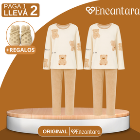 [Llevá 1 y Recibí 2] Pijama Femenino de Algodón y Poliéster (¡Comodidad para tus Noches de Sueño!) +REGALOS: Pantuflas
