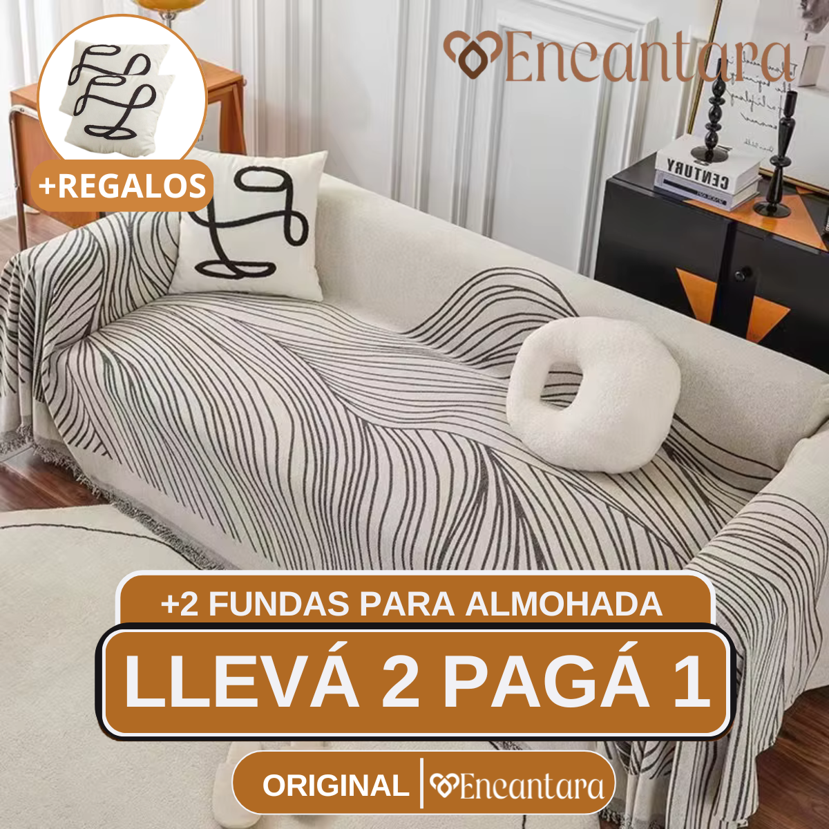 [¡Llevá 2 Pagá 1!] Funda para Sofá Clara(Calidad y Comodidad para tu Hogar) + 2 REGALOS: 2 Fundas para Almohadones
