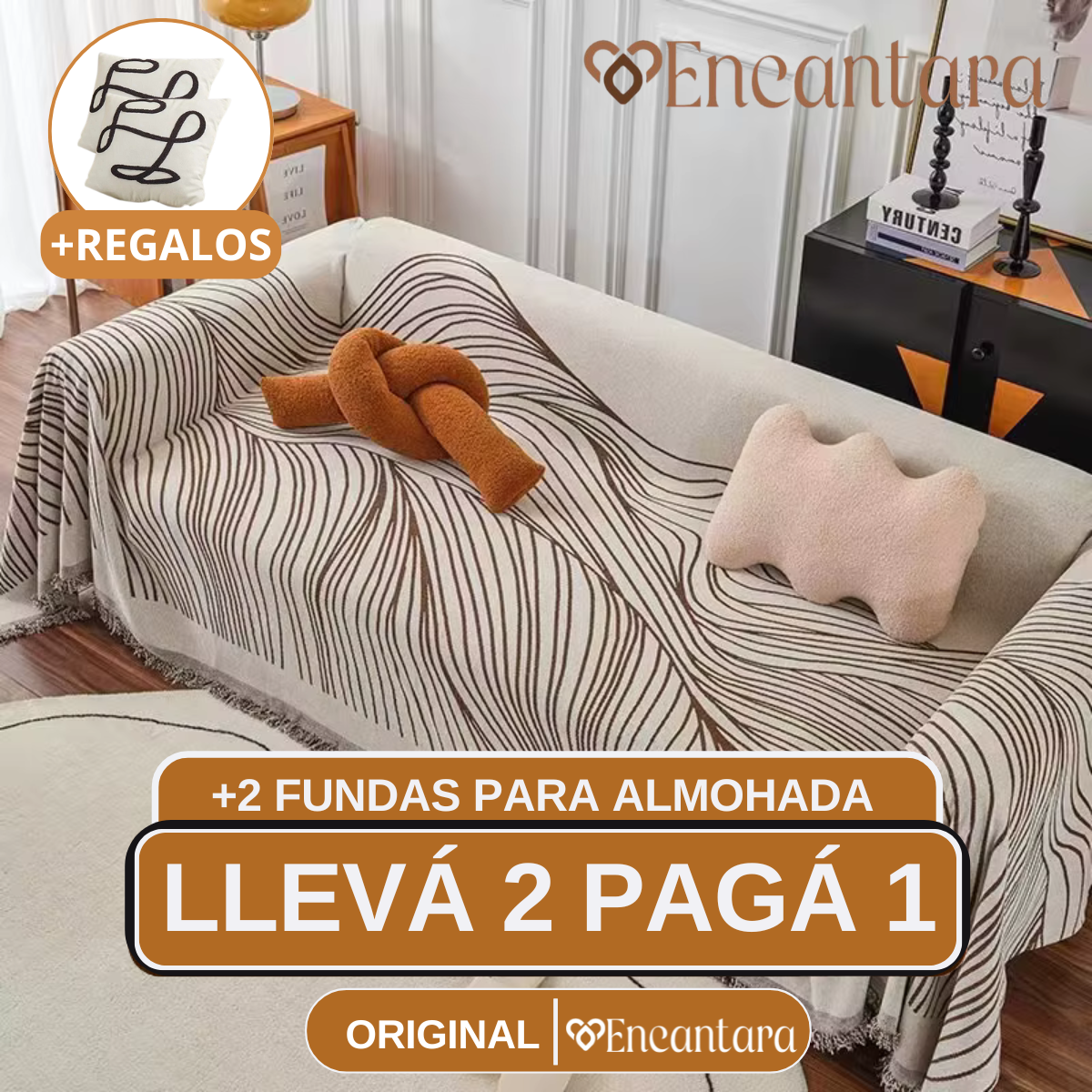 [¡Llevá 2 Pagá 1!] Funda para Sofá Clara(Calidad y Comodidad para tu Hogar) + 2 REGALOS: 2 Fundas para Almohadones