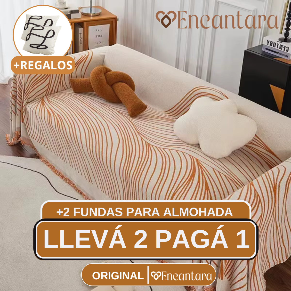 [¡Llevá 2 Pagá 1!] Funda para Sofá Clara(Calidad y Comodidad para tu Hogar) + 2 REGALOS: 2 Fundas para Almohadones