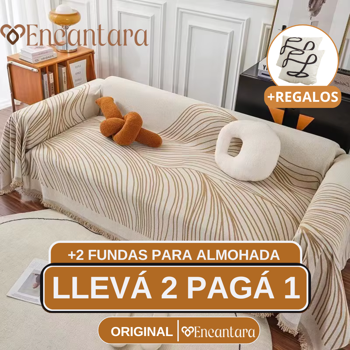[¡Llevá 2 Pagá 1!] Funda para Sofá Clara(Calidad y Comodidad para tu Hogar) + 2 REGALOS: 2 Fundas para Almohadones